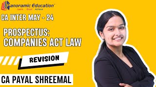 CA Inter Law Revision Chapter 3 Prospectus Companies Act Law May 24  CA Payal Shreemal [upl. by Daney]