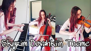 Skyrim Dovahkiin Theme on Piano Violin and Cello skyrim theelderscrolls [upl. by Kiki]