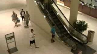 Mall Prank  Hanging on the Escalator at the Mall Stunt  Freehold NJ [upl. by Angelis]