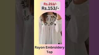 Rayon Embroidery Top long sleeves shortshortsdressshorts fashiontrends meesho saree [upl. by Thorfinn]