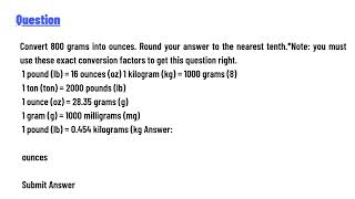 Convert 800 grams into ounces [upl. by Wolfie64]