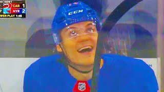 Matt Rempe Laughing From Penalty Box During Post Whistle Fight  Rangers Hurricanes Round 2 Game 1 [upl. by Gerk548]