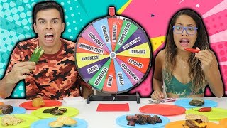 ROLETA MISTERIOSA DE COMIDA MYSTERY WHEEL OF FOOD CHALLENGE [upl. by Elleinet378]