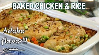 Baked Chicken amp Rice with ADOBO FLAVOR  Filipino [upl. by Eastman]