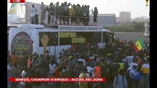 Direct laccueil des Lions du Sénégal Champion dAfrique [upl. by Brunhilde]