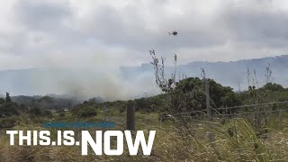 Hawaii Island crews douse hotspots from brush fire that damaged structures vehicles [upl. by Nyleimaj]