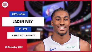 JADEN IVEY 21 PTS vs CHA 06 Nov 2425 DET Highlights [upl. by Mitzl]