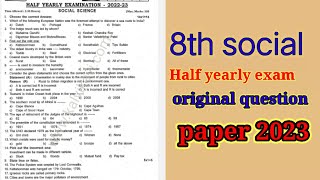 8th social Half yearly Original Question Paper 2023 100100 Conform  Important Model EM [upl. by Orgalim]