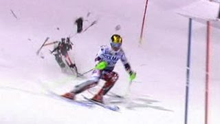 MARCEL HIRSCHER  A DRONE ALMOST HITS HIM [upl. by Ahsiekam645]