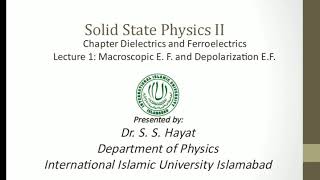 Dielectrics and Ferroelectrics Lecture 1 [upl. by Kram]