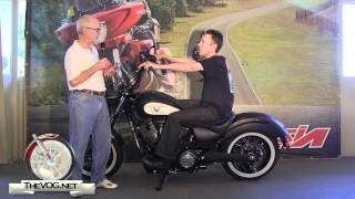 Victory Motorcycles Adjusting The HighBall Handlebars For Multiple Riding Positions [upl. by Suoilenroc]