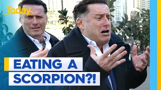 Karl Stefanovic eats a scorpion on live TV  Today Show Australia [upl. by Asle220]