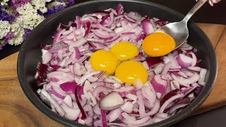 Just pour the eggs over the onions Thats how my German grandmother always made it [upl. by Emelina]