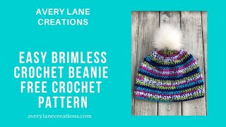 How to Crochet Brimless Beanie  Free Crochet Pattern  Quick amp Easy Crochet Hat [upl. by Lyrred16]