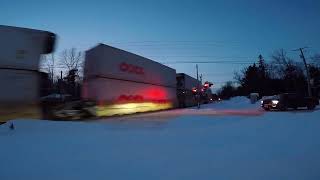 Southbound CN train at Washago railfanning horn railways [upl. by Azmuh]