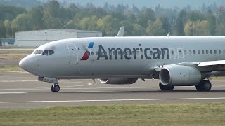 American Airlines 737800 N928NN Takeoff Portland Airport PDX [upl. by Sternberg738]