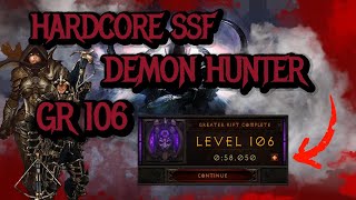 Diablo 3 Season 30 SSF HC Demon Hunter GR 106 in 59 seconds GoD DH [upl. by Abercromby]