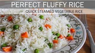 Simple Steamed Vegetable Rice  How to make Perfect Fluffy Rice  Vegan Recipe [upl. by Butcher]