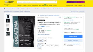 Creatina Monohidratada 1Kg 100 Pura Soldiers Nutrition  Afiliado Mercado Livre [upl. by Camila13]