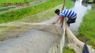 Fish Catching By Net After Raining। Boy Catch Fish After Raining। [upl. by Jemmy]