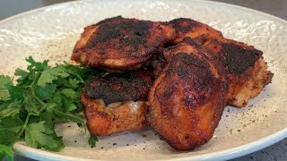 Dry Rub Barbecue Seasoned Crispy Chicken Thighs [upl. by Ibbed]