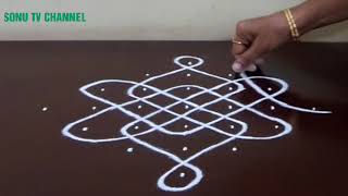 7 DOTS KOLAM  SIMPLE MUGGULU  BEGINNERS KOLAM  KAMBI  SIKKU KOLAM  HOW TO DRAW [upl. by Notnek]