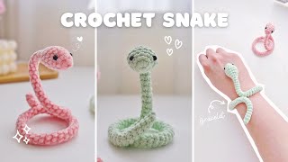 How to crochet snake amigurumi 🐍 snake bracelet crochet tutorial ♡ [upl. by Aztirak]