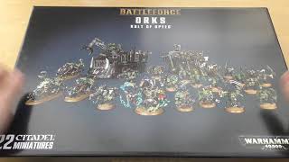 Ork Battleforce  Unboxing WH40K [upl. by Arded804]