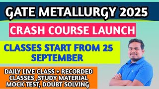 GATE METALLURGY LIVE CLASS CRASH COURSE [upl. by Enrika963]