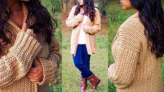 Free Crochet Cardigan Pattern for Beginners Comfy Cozy Cardigan [upl. by Ydisac120]