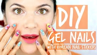 DIY Gel Nails With Korean Nail Stickers [upl. by Minier593]