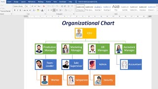 How to make an organization chart with pictures in Microsoft Word 2016 [upl. by Losyram]