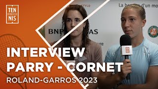 Interview de D Parry et A Cornet après le 2ème Tour du Double Dames  RolandGarros 2023  FFT [upl. by Wertz]