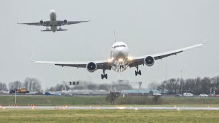 4K STORM Eunice at Schiphol airport Goaround insane crosswind landings and heavy rainfall [upl. by Garwood142]