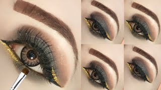 black brown smokey eyessmokey eyes makeup tutorial black golden eyes makeup by hania ch [upl. by Arenahs]