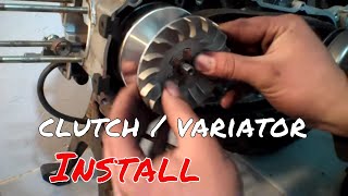 50cc 49cc Scooter Performance Clutch and Variator install variator roller weights [upl. by Ettennad]