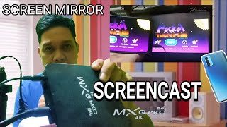 CONNECT CELL PHONE TO A MONITOR USING MXQ TV BOX MIRACAST  OPPO RENO 4 SCREENCAST SETTINGS [upl. by Leffen448]