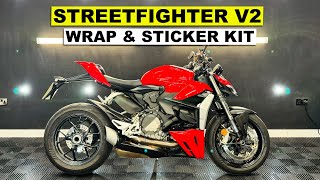 NEW LOOK  Vinyl Wrap Detail amp Sticker Kit Application  Ducati Streetfighter V2 [upl. by Jessa]