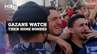 Gaza residents watch in horror as their house is bombed by Israeli air strikes [upl. by Greabe912]