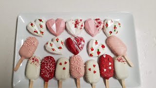 How to make CAKESICLES  Geometric cake hearts طريقة عمل الكيك بوبس كيك الايسكريم [upl. by Ysus370]