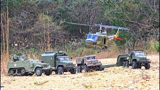 116 Scale Military WPL B363 Ural Trailer B16KM Torro M16 135 Helicopter YU XIANG F07 UH1 Huey [upl. by Ayr891]