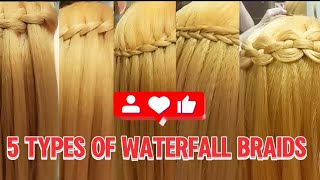 5 Waterfall Braids  Waterfall braid  waterfall hairstyle for beginners [upl. by Oibesue]