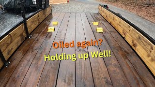 Treating Trailer Deck and Sides w Used Motor Oil  How the deck looks after a year [upl. by Roid462]