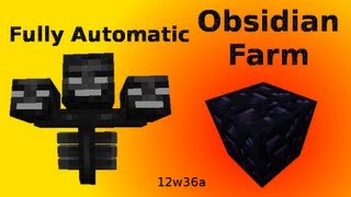 Minecraft 12w36a Fully Automatic Obsidian Farm [upl. by Ecnaled]