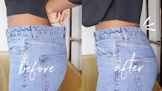 ✂️ DIY Downsize Waist of Jeans  No Gap in Back Elastic Method [upl. by Aenil]