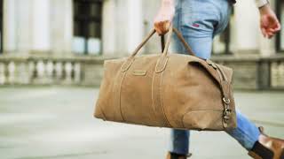 Weekender Herren Leder Â»DavidÂ« HavanaBraun Vintage Reisetasche handgemacht 60L  DRAKENSBERG [upl. by Edmea]