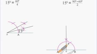 Nevezetes szögek szerkesztése 60 fok 30 fok 15 fok 45 fok [upl. by Suirred]