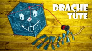 Drache selber bauen mit einfachen Mitteln basteln  kite from bag DIY craft 4K [upl. by Hennessey418]