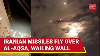 Iranian Missiles Fly Over AlAqsa Mosque Wailing Wall In Jerusalem  Dramatic Footage  Watch [upl. by Lunt]