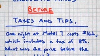 Calculate Prices Before Taxes and Tips [upl. by Ramoh802]